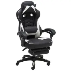 Gamingstuhl in Lederlook Schwarz, Weiß