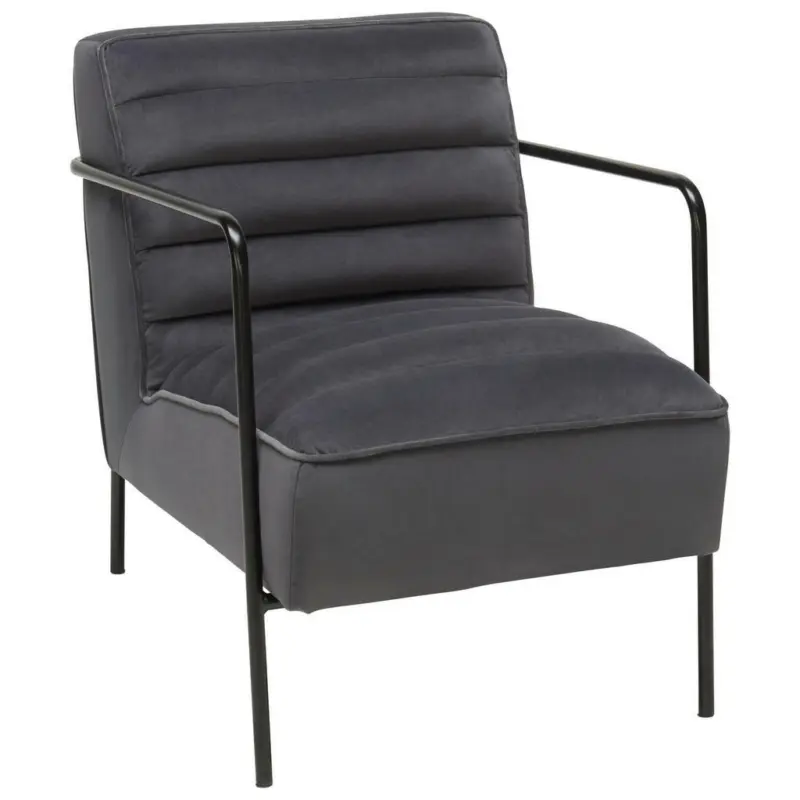 Sessel in Samt Grau, Schwarz