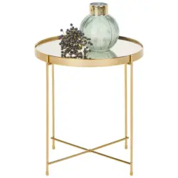 Beistelltisch in Metall, Glas 42,5/42,5/45,5 cm