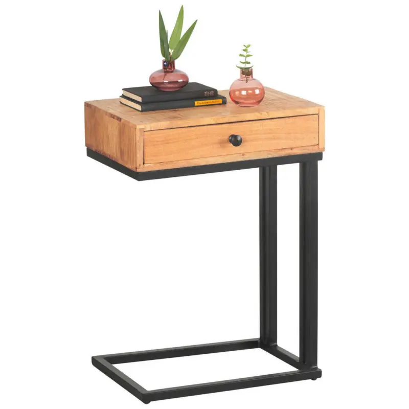 Beistelltisch in Holz, Metall 45/30/63 cm