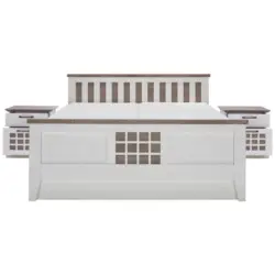 Bettanlage 180/200 cm in Weiß, Eichefarben