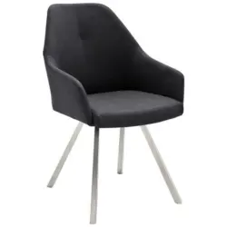 Armlehnstuhl in Edelstahl Lederlook