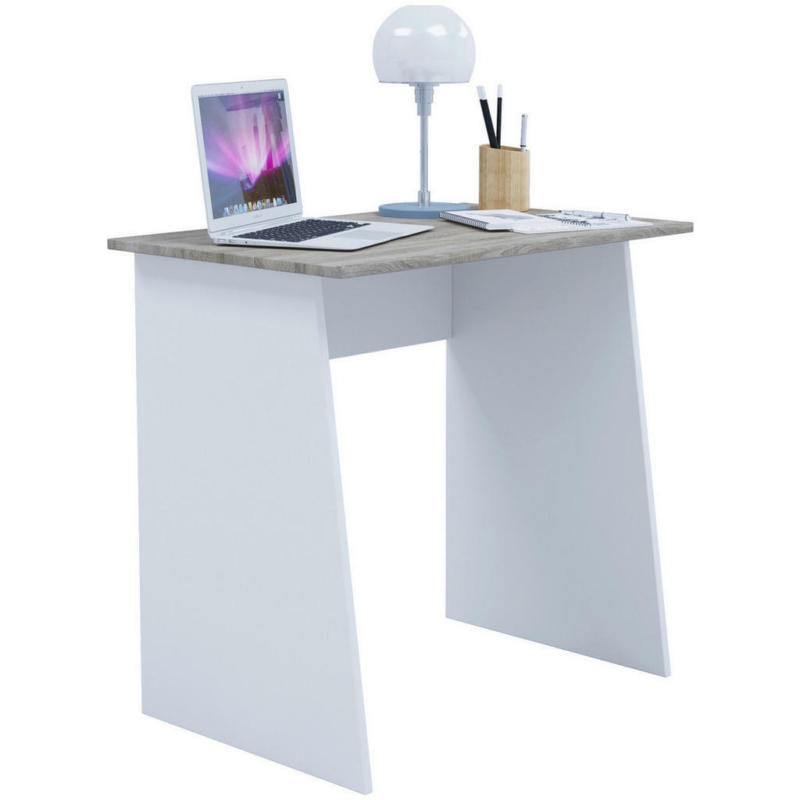 Schreibtisch 80/50/74 cm in Weiß, Sonoma Eiche