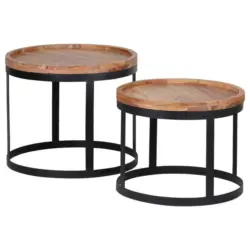 Beistelltischset in Holz 53/48/53/48/45/40 cm