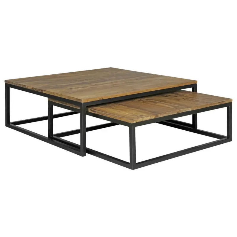 Couchtischset in Holz 75/75/27 cm