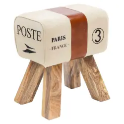 Hocker in Textil, Leder Braun, Beige