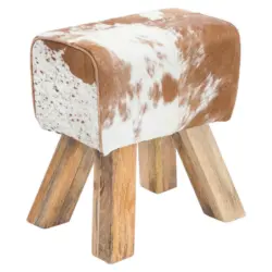Hocker in Fell Braun, Weiß