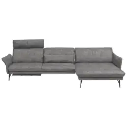 Ecksofa in Lederlook Hellgrau