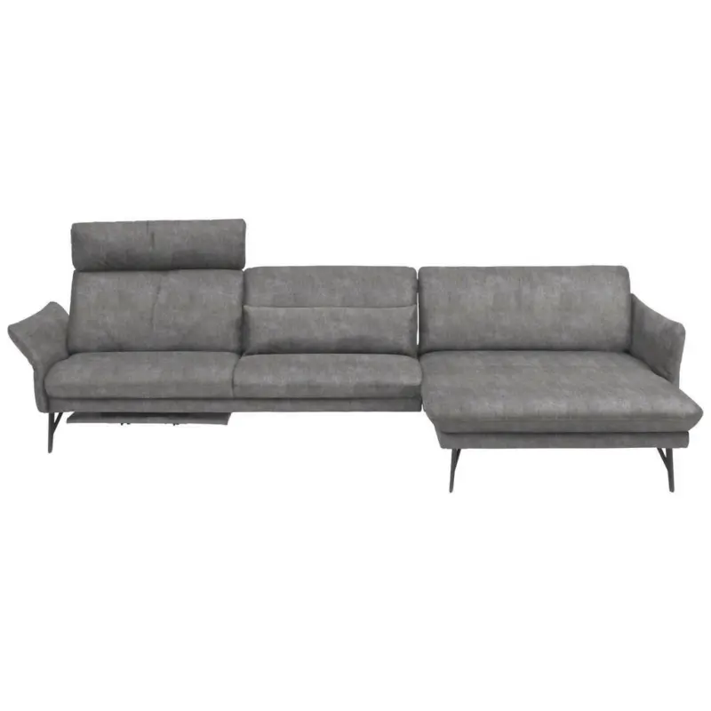 Ecksofa in Lederlook Hellgrau