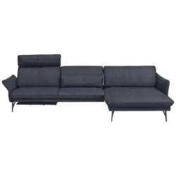 Ecksofa in Lederlook Blau, Grau