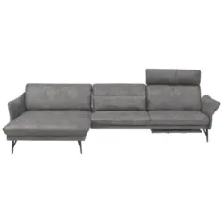 Ecksofa in Lederlook Hellgrau