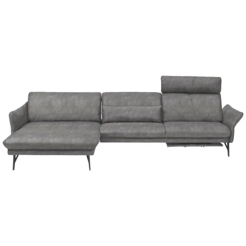 Ecksofa in Lederlook Hellgrau