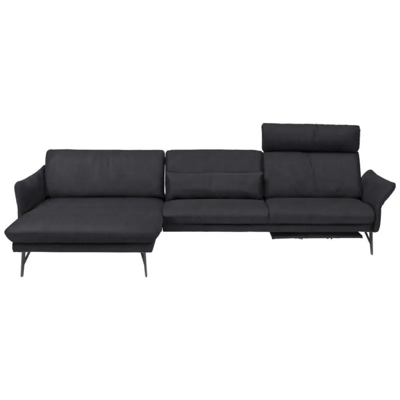 Ecksofa in Lederlook Anthrazit