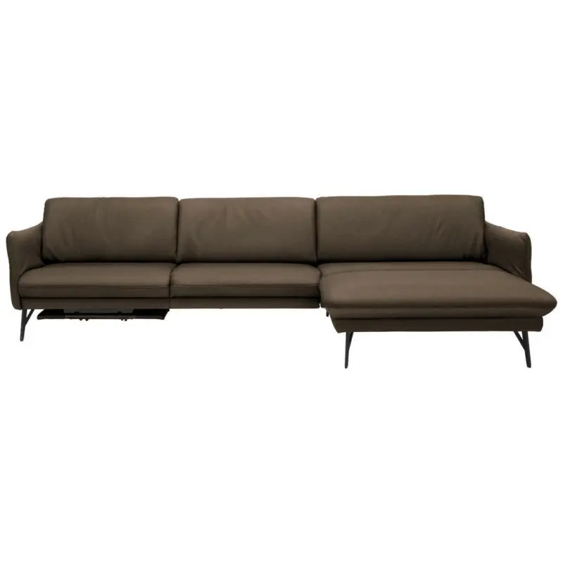 Ecksofa in Echtleder Olivgrün