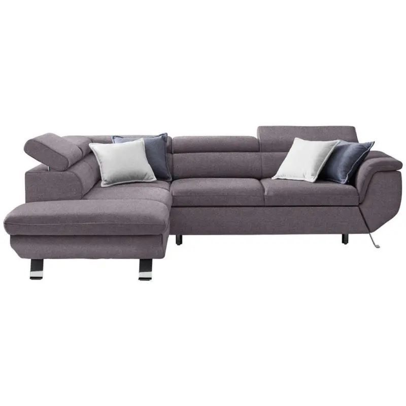 Ecksofa in Webstoff Grau, Rot