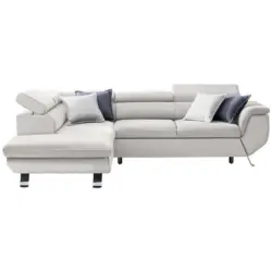 Ecksofa in Webstoff Creme