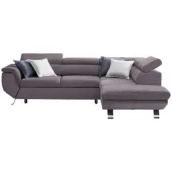 Ecksofa in Webstoff Rot, Schwarz