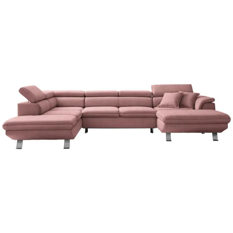 Wohnlandschaft in Webstoff Rosa
