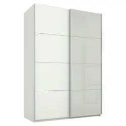 Schwebetürenschrank in Weiß, Hellgrau