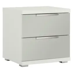 Nachtkästchen in Weiß, Hellgrau