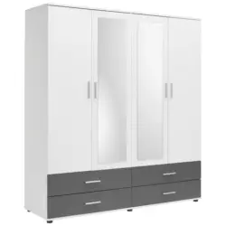 Kleiderschrank in Anthrazit, Weiß