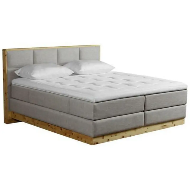 Boxspringbett 180/200 cm in Zirbelkieferfarben, Hellgrau
