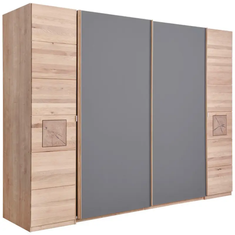 Schwebetürenschrank in Taupe, Eichefarben