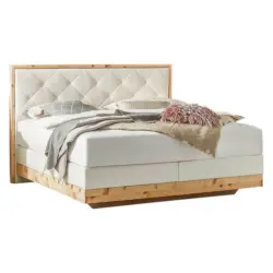Boxspringbett 180/200 cm in Weiß, Zirbelkieferfarben