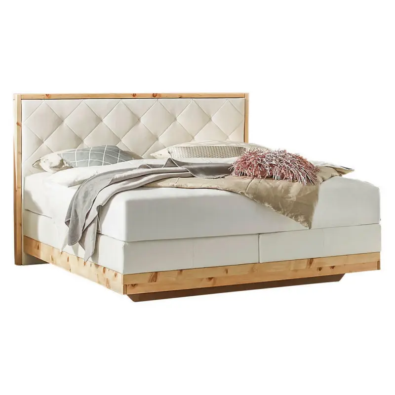 Boxspringbett 180/200 cm in Weiß, Zirbelkieferfarben