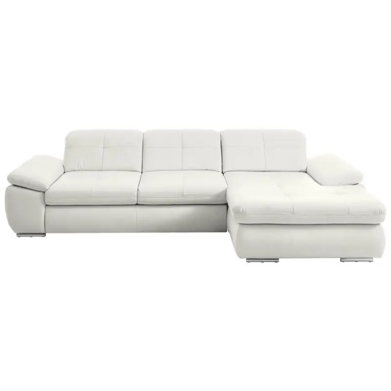 Ecksofa in Echtleder Weiß