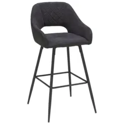 Barhocker in Metall, Textil Anthrazit, Schwarz