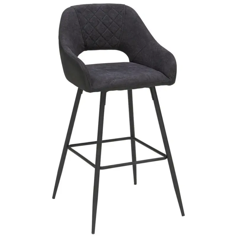 Barhocker in Metall, Textil Anthrazit, Schwarz