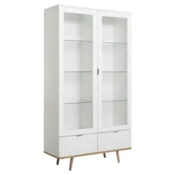 Vitrine in Weiß, Eichefarben