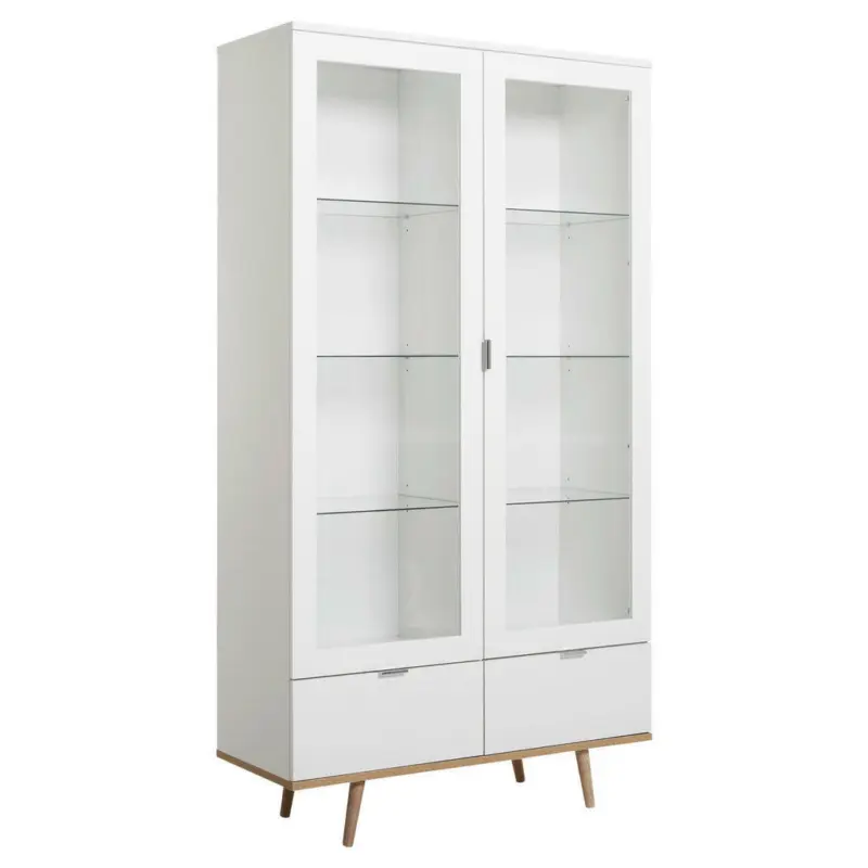 Vitrine in Weiß, Eichefarben