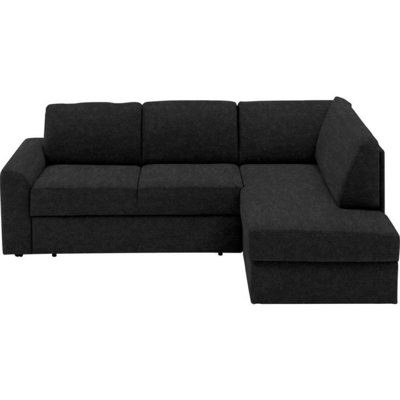 Ecksofa in Flachgewebe Schwarz