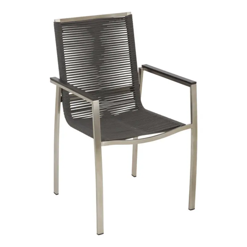Stapelsessel in Metall, Kunststoff, Textil Edelstahlfarben, Dunkelgrau