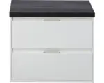 Hornbach Waschbeckenunterschrank Sanox Porto 58,6x70,2x50 cm mit Waschtischplatte weiß hochglanz/black oak