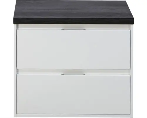 Waschbeckenunterschrank Sanox Porto 58,6x70,2x50 cm mit Waschtischplatte weiß hochglanz/black oak