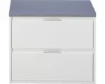 Hornbach Waschbeckenunterschrank Sanox Porto 58,6x70,2x50 cm mit Waschtischplatte weiß hochglanz/eisgrau