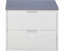 Waschbeckenunterschrank Sanox Porto 58,6x70,2x50 cm mit Waschtischplatte weiß hochglanz/eisgrau