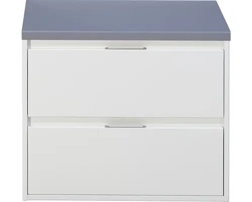 Waschbeckenunterschrank Sanox Porto 58,6x70,2x50 cm mit Waschtischplatte weiß hochglanz/eisgrau