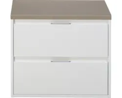 Waschbeckenunterschrank Sanox Porto 58,6x70,2x50 cm mit Waschtischplatte weiß hochglanz/cubit grey