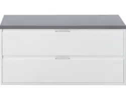 Waschbeckenunterschrank Sanox Porto 58,6x120,2x50 cm mit Waschtischplatte weiß hochglan/icegreen