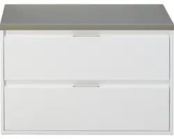 Waschbeckenunterschrank Sanox Porto 58,6x90,2x50 cm mit Waschtischplatte weiß hochglanz/cubanit grey