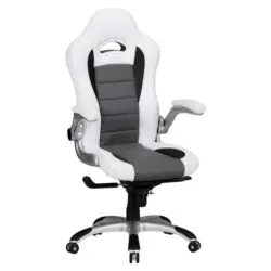 Gamingstuhl in Lederlook Grau, Weiß