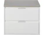 Hornbach Waschbeckenunterschrank Sanox Porto 58,6x70,2x50 cm mit Waschtischplatte weiß hochglanz/kieselgrau