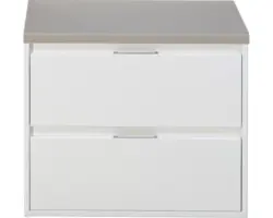 Waschbeckenunterschrank Sanox Porto 58,6x70,2x50 cm mit Waschtischplatte weiß hochglanz/kieselgrau