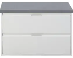 Waschbeckenunterschrank Sanox Porto 58,6x90,2x50 cm mit Waschtischplatte weiß hochglanz/eisgrün