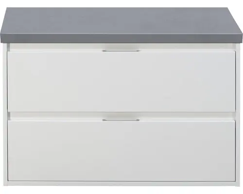 Waschbeckenunterschrank Sanox Porto 58,6x90,2x50 cm mit Waschtischplatte weiß hochglanz/eisgrün