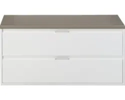 Waschbeckenunterschrank Sanox Porto 58,6x120,2x50 cm mit Waschtischplatte weiß hochglanz/cubanit grey